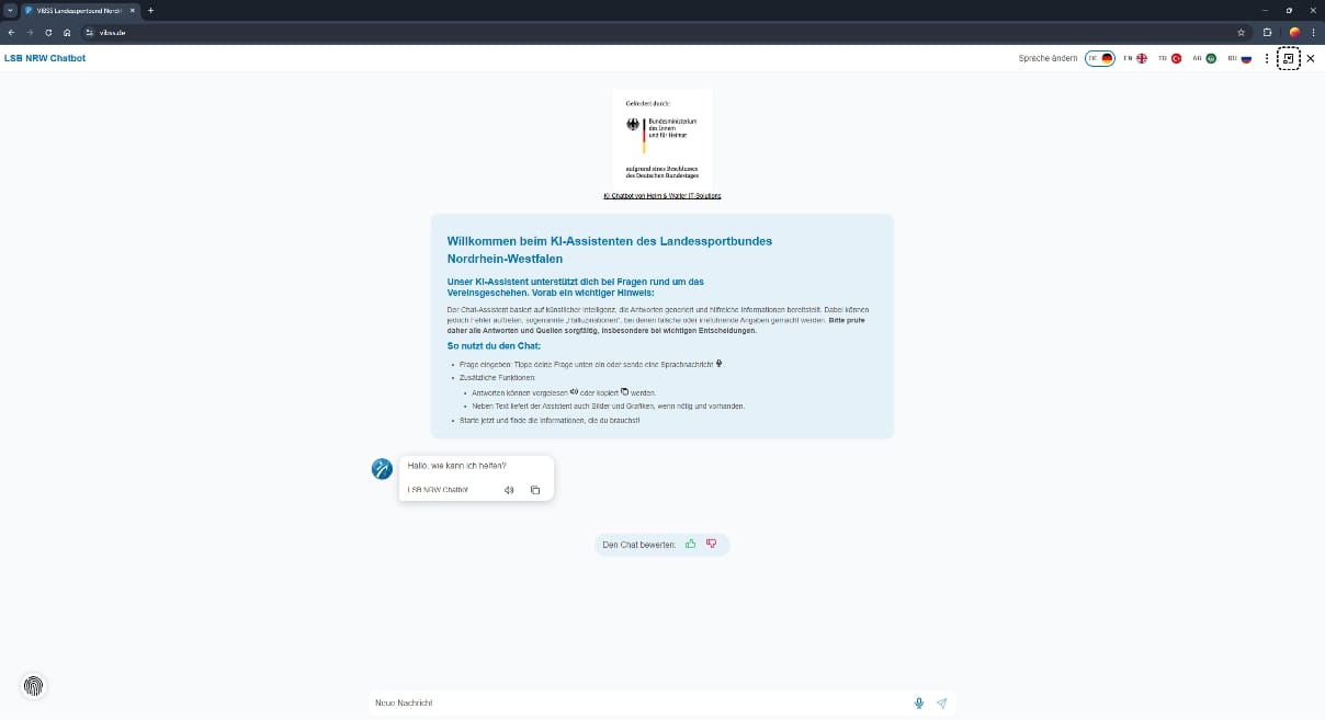 Chat in der maximierten Ansicht auf vibss.de